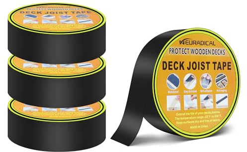 Neuradical Lot de 4 Rubans Adhésifs en Butyle Pour Solives de Terrasse - Étanche et Résistant Aux Intempéries - Anti-corrosion - Pour Solives et Poutres en Bois - 5,1 cm x 15,2 m