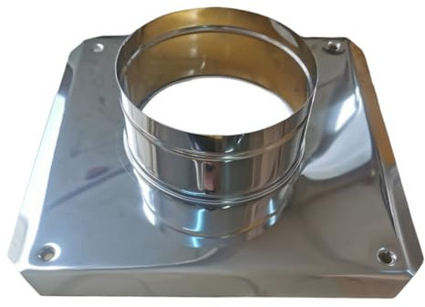 Placa base, acero inoxidable, placa de apoyo, placa base para chimenea, placa de suelo, soporte tubo de salida de humos, campana de chimenea, accesorio para chimenea - Diámetro 80mm