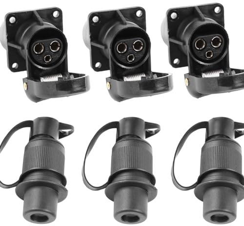 ETUKER 3xAnhänger Steckdose 3polig Flach 3X Anhänger Stecker Dreipoliger Stecker Steckdose 12v Traktor 3pol