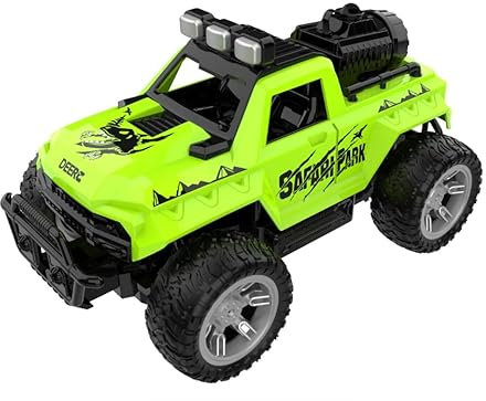 DEERC Remote Control Car with Fog Mist & LED Colorful Lights, 1:18 Scale RC Truck with 2 Batteries, 2.4Ghz Monster Truck for Boys, All Terrain Off-Road Race car, Educational Toy & Gift for Boys Girls