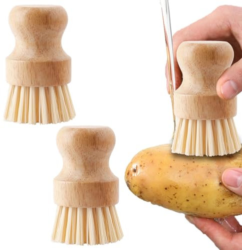 Lot De 2 Brosse Vaisselle,Brosse A Vaisselle,Brosse Vaisselle Bois,Respectueux De L'environnement En Fibre De Sisal Naturel,Brosse Champignon,Pour La Vaisselle, Les Casseroles, Les Poêles, Les Légumes