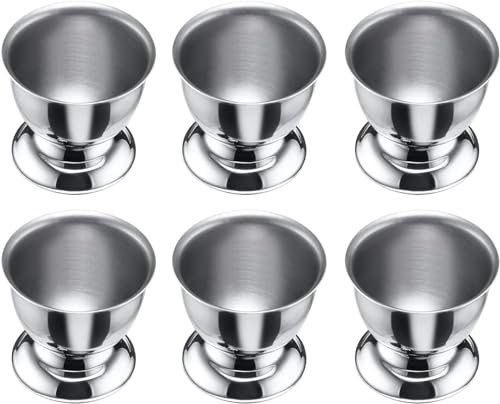 STOUCLA Coquetiers en Acier Inoxydable avec Base, empilables, Lot de 6 Plateaux Porte-œufs, argentés