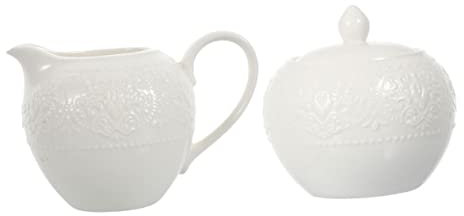 Zerodeko Juego De 2 Piezas Bote De Café y Olla De Leche De Cerámica, Recipiente Para Almacenar Azúcar, Color Blanco, Superficie Lisa, Para Hogar y Restaurante
