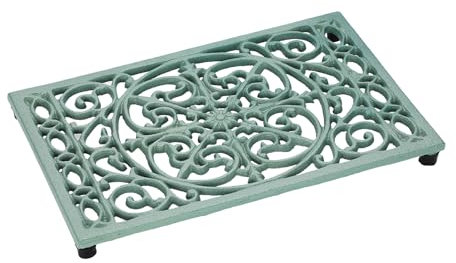 OLegei Dessous de Plat rectangulaire en Fonte Vintage avec Pattes en Caoutchouc protéger Les Plats Chauds Support pour Casserole pour la Cuisine et la Table à Manger (Vert，Style 3)