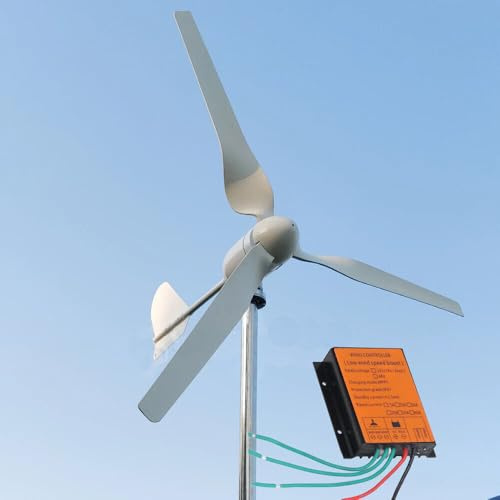 KX-ENERGIE Generador de turbina eólica horizontal de 1000W, generador de molino de viento 12V,24V,48V con Controlador,3 palas aerogenerador Kit Completo para barcos, terrazas, cabañas