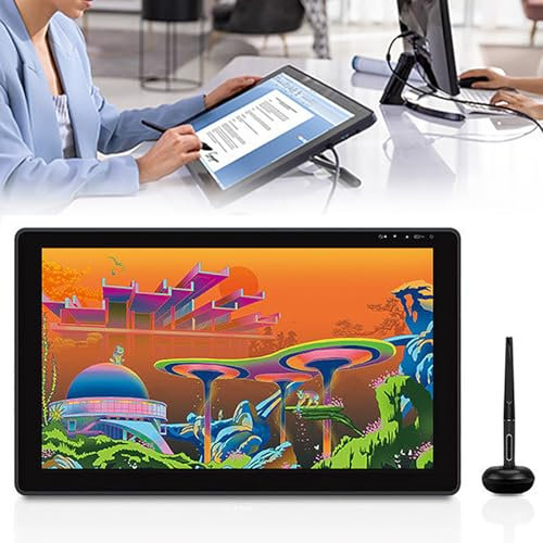 QIeAny Tableta De Dibujo De 21,5 Pulgadas (16:9) con Pantalla, Panel Digital con Control Remoto, Pantalla Totalmente Laminada + Vidrio Grabado Antirreflejo + 5080 LPI, for Classroom,Grey