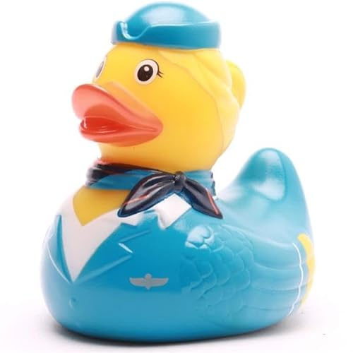DUCKSHOP I Badeente Stewardess I Quietscheentchen I L: 9 cm I Quietscheente I Geschenk Weihnachten I Geschenk Flugbegleiter
