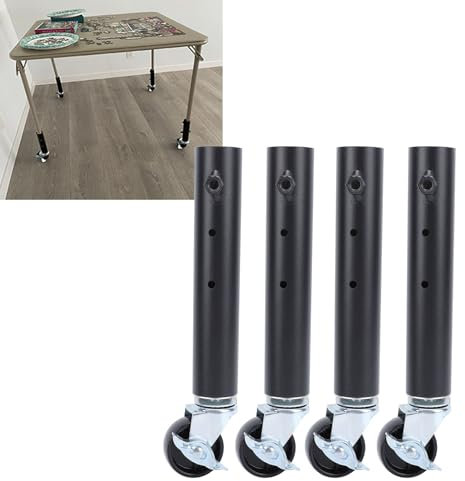 Patas de acero al carbono resistentes para muebles con ruedas y pasadores de bloqueo tipo B, 27 cm, extensor de patas de mesa para sofá, mesa de café, ruedas de extensión de altura para mayor