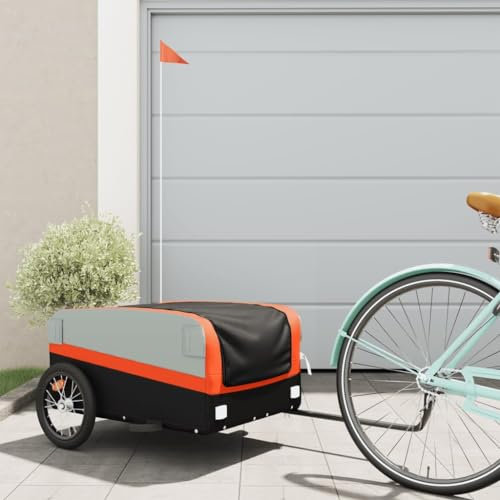 Xichuzi Fahrradanhänger Schwarz und Orange 45 kg Eisen, Fahrrad Anhänger, Lastenanhänger, Handwagen, Fahrrad-lastenanhänger, Lastenfahrrad - 94040