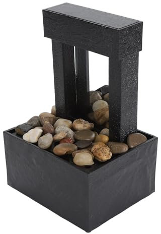 TOPINCN Fuente Interior de Plástico Resistente y Ligera con Luces LED, Resplandor Ambiental Pacífico, Cascada de Decoración de Piedra para Oficina en Casa