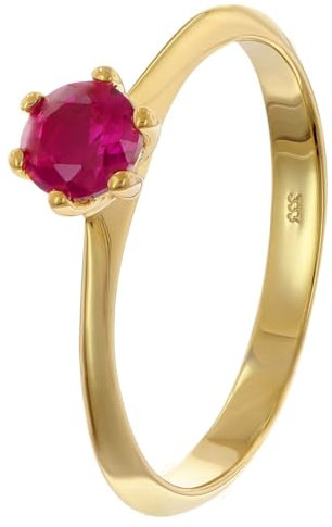 trendor Damenring Gold 333/8K mit synthetischem Rubin Ø 4,5 mm 68772-60 Ringgröße 60/19,1