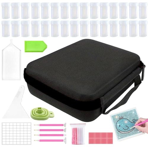 Qyljeiwred 30 Slots Diamond Art Storage Case, Diamond Painting Storage Containers Accessories, Portable Rhinestone Bead Storage Box For Adults