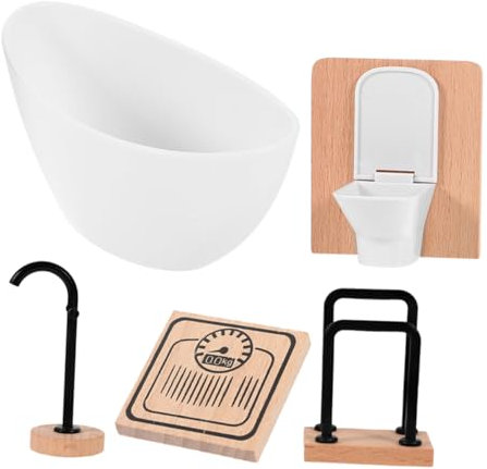 TOYANDONA Puppenhaus Badezimmer Möbel Set Miniatur Badewanne Toilette Badmöbel Für DIY Puppenhaus Zubehör Junge Mädchen Spielzeug