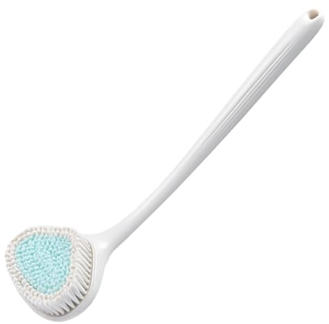 Langstielige Badebürste für Tägliche Körperreinigung mit Langem Griff | Pp und Pbt, Hängbar mit Lochdesign, Ergonomische Form, Weiß, für Bad und Dusche