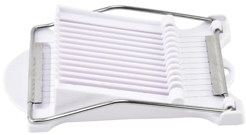 Luncheon Meat Slicer Easy Press Banana Slicer with 12 Stainless Steel Wires, Slice Spacing of 1/3 inch Food for Soft Fruits or Canned Meat Loaves, White.