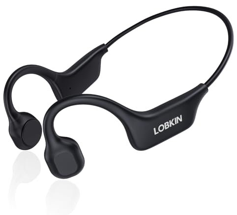 LOBKIN Casque Conduction Osseuse, Open Ear Casque Bluetooth 5.3 avec Micro, Écouteur Conduction Osseuse IPX5 Étanche pour Cyclisme, Conduite, Course à Pied (Noir)