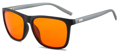 Long Keeper Blaulichtfilter Brille Herren Damen Quadratische Blaulichtblockierende Brille Orangefarbener Linse Brille für Bildschirme, Fernseher, Spielen