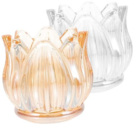 IMIKEYA 2pezzi Portacandele Forma Di Da Portacandele in Vetro Da Tavolo Decorazione Tavolo e Festa