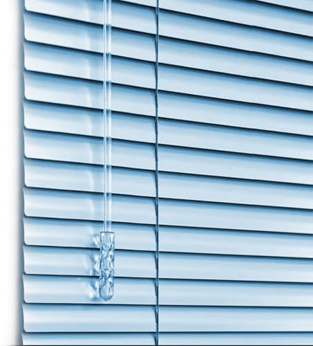 Venetian Blinds Aluminum for Indoor Windows Cordless, Horizontal 1 Slat Shades Light Filtering, Privacy Curtain Shutters Custom Size 30 35 40 43 46 50 62 Wide, for Kitchen Bathroom Bedroom(Baby blue