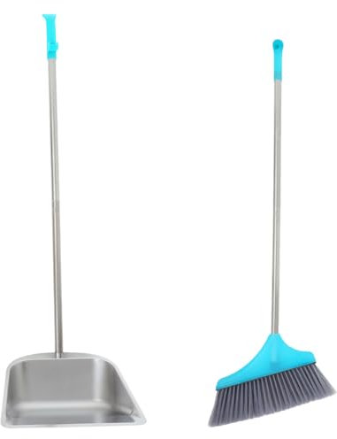 OATIPHO 1 Set Secchio immondizia in Acciaio Inossidabile Paletta e Pennello spazzare in Piedi spazzatrice Pesante Mano padelle di Scopa con Paletta Scopa Manuale Scope a Paletta pp