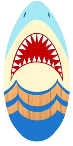 Dickly Kleines Surfbrett für Skimboarding, geeignet für Anfänger und Teens, Haifischgesicht