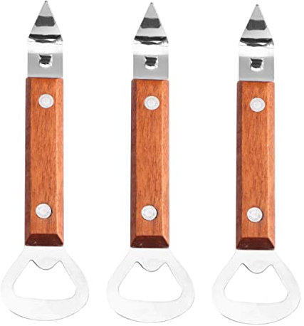 Cabilock 3piezas Abridor De Botellas De Cerveza Inoxidable Abrebotellas Mango De Madera Unidades Para
