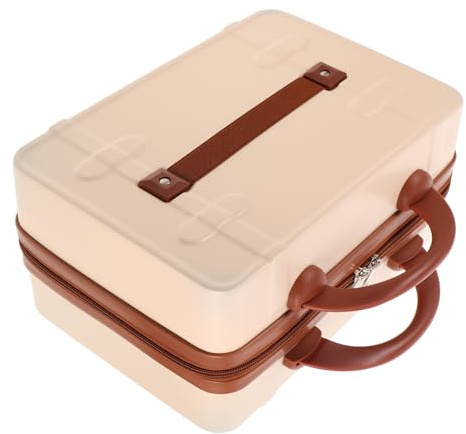 Maleta Vintage de 14 Pulgadas Interior Multicompartimento | Abs Beige, Ligera y Portátil, para Viaje y Uso Diario, Diseño Retro Inspirado