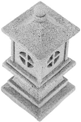 SOLUSTRE Mini Pagoda Lantern Statue Japanese Stone Lantern for Zen Gardens Fish Tanks and Outdoor Spaces Elegant Micro Pavilion Decoration for Bonsai and Miniature Landscapes