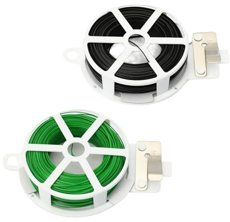 100 m Fil De Fer Jardin, Fil De Fer Vert Et Noir pour Jardins, Fleurs et Plantes Grimpantes, Flexible Attache Plante Grimpante avec Coupe-Fil pour Une Manipulation Aisée