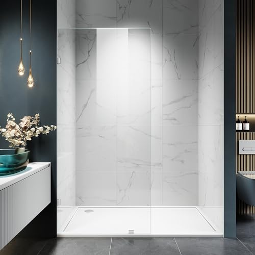 Shower Glass Panel, 36 W x 78.75 H Fixed Shower Screen Panel with 3/8(10mm) SGCC Clear Tempered Glass, Frameless Walk in Shower Door for Bathroom (Chrome, 36 W x 78.75 H)