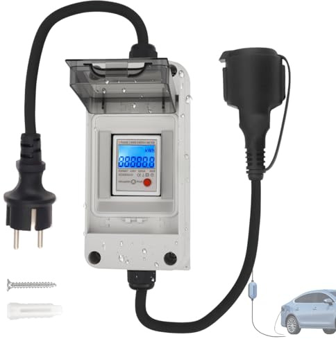 Mobiler Digitaler Stromzähler für Steckdose 230V,Mit Reset-Taste Und Ip65-Wasserdichtem Gehäuse,Zwischenzähler Strom Für Wohnmobile Elektrofahrzeuge Haushalte Usw
