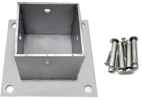 Heavy Duty Post Anchor Base Bracket, 4mm Thick Steel Wood Gazebos Fence Deck Railing Posts Base Plate, Outdoor Column Protectors Enclosed Bottom, One Color, 135x135x100mm/5.3x5.3x3.9in