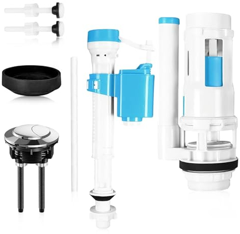 Toilet Flush System Replacement Kit, Universal Cistern Flush Parts Adjustable Dual-Flush Valve Cistern Flushs Replacement with Push Button Toilet Flushs Valve for Drain Valves Repair