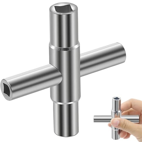 UIEXAY 1 Pezzo Chiave Quadrata, A 4 Vie - Dimensioni Interne 6,5Mm/7Mm/8Mm/9Mm Chiavi In Acciaio Per Acqua Chiave Multifunzione Per Cassette Elettriche, Contatore Energia Elettrica, Scatola Armadio