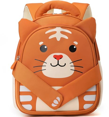 SUNYBLIS Kindergartenrucksack Mädchen Jungen – Leichter & Wasserabweisender Kinderrucksack 3D-Tiermotiv, Brustgurt Schule Rucksack Kinder für Kindergarten & Schulranzen für Kita und Krippe, Tiger