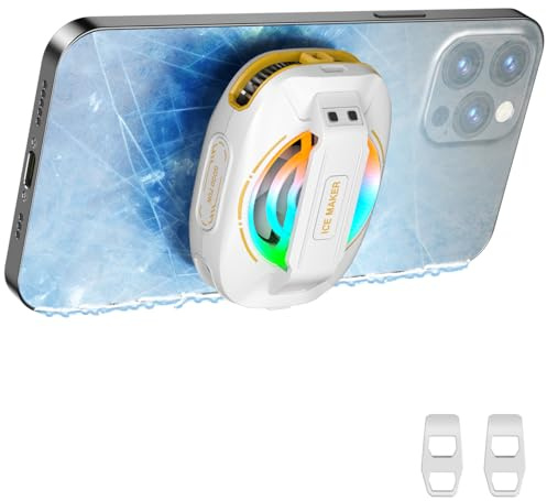 Básicos - Dispositivo de enfriamiento magnético para teléfono, Ventilador de enfriamiento USB de bajo Ruido, con Control Inteligente de Temperatura, luz RGB, Anillo magnético y Clip