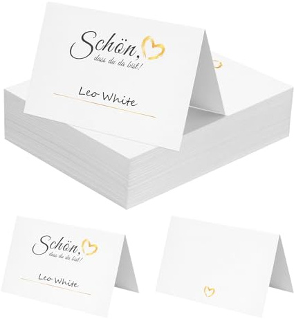 Tischkarten Schön Dass Du Da Bist, 100 Stück Tischkarten Hochzeit Tischkarten Geburtstag 85x55mm, Tischdekoration Namenskarten Platzkarten für Hochzeit Geburtstag