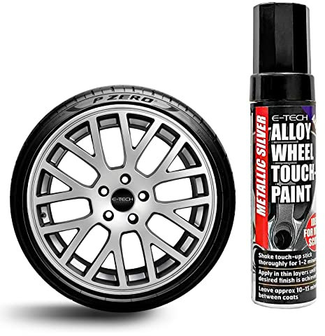 E-TECH Metallic Silver Car Alloy Wheel Professional Touch-Up Pen Stick Paint