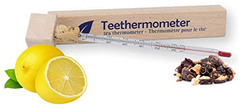 Lantelme Termometro da tè in vetro in scatola di legno termometro analogico per l'acqua del tè in bicchiere da tè teiera teiera termometro 2557