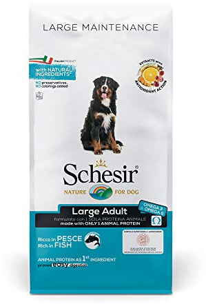 Schesir, Aliments secs pour Chiens Adultes de Grande Taille au goût du Poisson, Ligne de Conservation en croquettes - Format Sac de 12 kg