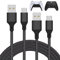MENEEA 2 Pack Câble Chargeur 3M pour PS5/PS5 Pro Manette/pour Xbox Serie X/Xbox Serie S Manette/pour Nintendo Switch Manette, Remplacement USB Cordon Nylon Tressé Type-C Ports Accessoires,Noir