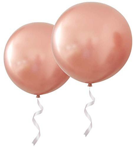 OUPKING 36 Inch Big Round balloons Rose Gold Thick Giant Latex Balloons 6 Packs for Party Decorations