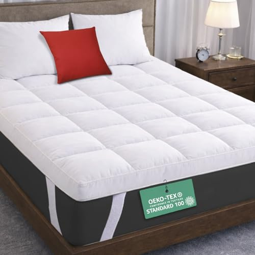 MightySoft's Super King Mattress Topper 10cm, Extra Deep Quilted Microfiber Topper for Cloudlike Comfort with Extra Warmth & Breathable Support, Fluffy Design with Secure Elastic Straps for Best Sleep