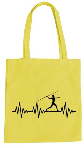 Herzschlag Speer Baumwolltasche - EKG Sport Leichtathletik Speerwurf Wurf Jagen Gelb