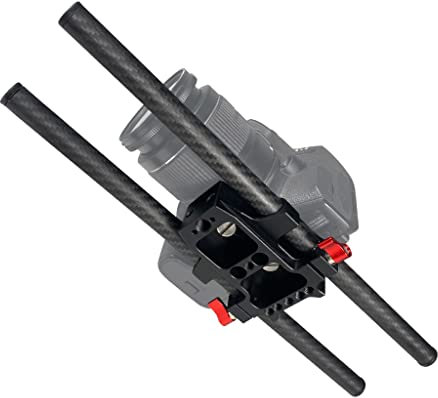 FEICHAO Piastra a sgancio rapido Gimbal Base 15 mm, kit di clip per tubo a doppio foro compatibile con fotocamera Sony A7C, Panasonic GH5S, Fuji XT4 (base cardanica + tubo da 30 cm)