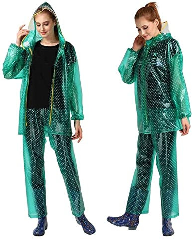 Regenponcho Regenmantel Radfahren Poncho Einzelner Erwachsener Kapuzen-Regenmantel Fahrradponcho Regenschutz für Outdoor-Reisen Wandern Wasserdicht (Farbe: Grün, Größe: L) (Grün L)