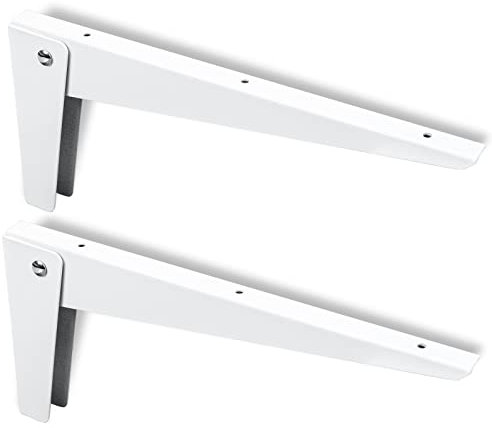 PRIOstahl Klappkonsole Regalträger Klappwinkel Regalwinkel Regalkonsole Regalbodenträger - 2 x Träger klappbar 280 x 135 mm in Weiß für Regal Klapptisch Klappregal Tisch Wandregal aus Stahl