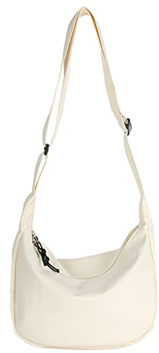 Schultertasche Sling Halbmond Tasche für Damen Herren Crossbody Taschen Nylon Taille Bauchtasche mit verstellbarem Riemen, weiß, Schultertasche