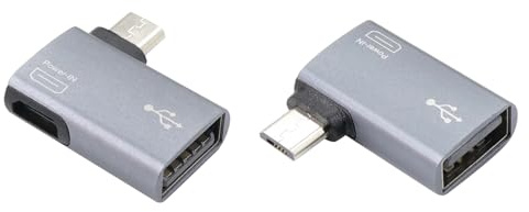 RIIEYOCA Adattatore micro USB OTG ad angolo sinistro e destro a 90 gradi, supporta unità flash, dischi rigidi esterni e altro, alimenta periferiche USB 2.0
