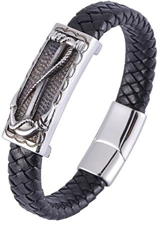 Wycian Silber Armband Freundschaft, Papa Armband Anker Geflochtenes Lederseilarmband 16.5CM Rostfreier Stahl für Männer Frauen